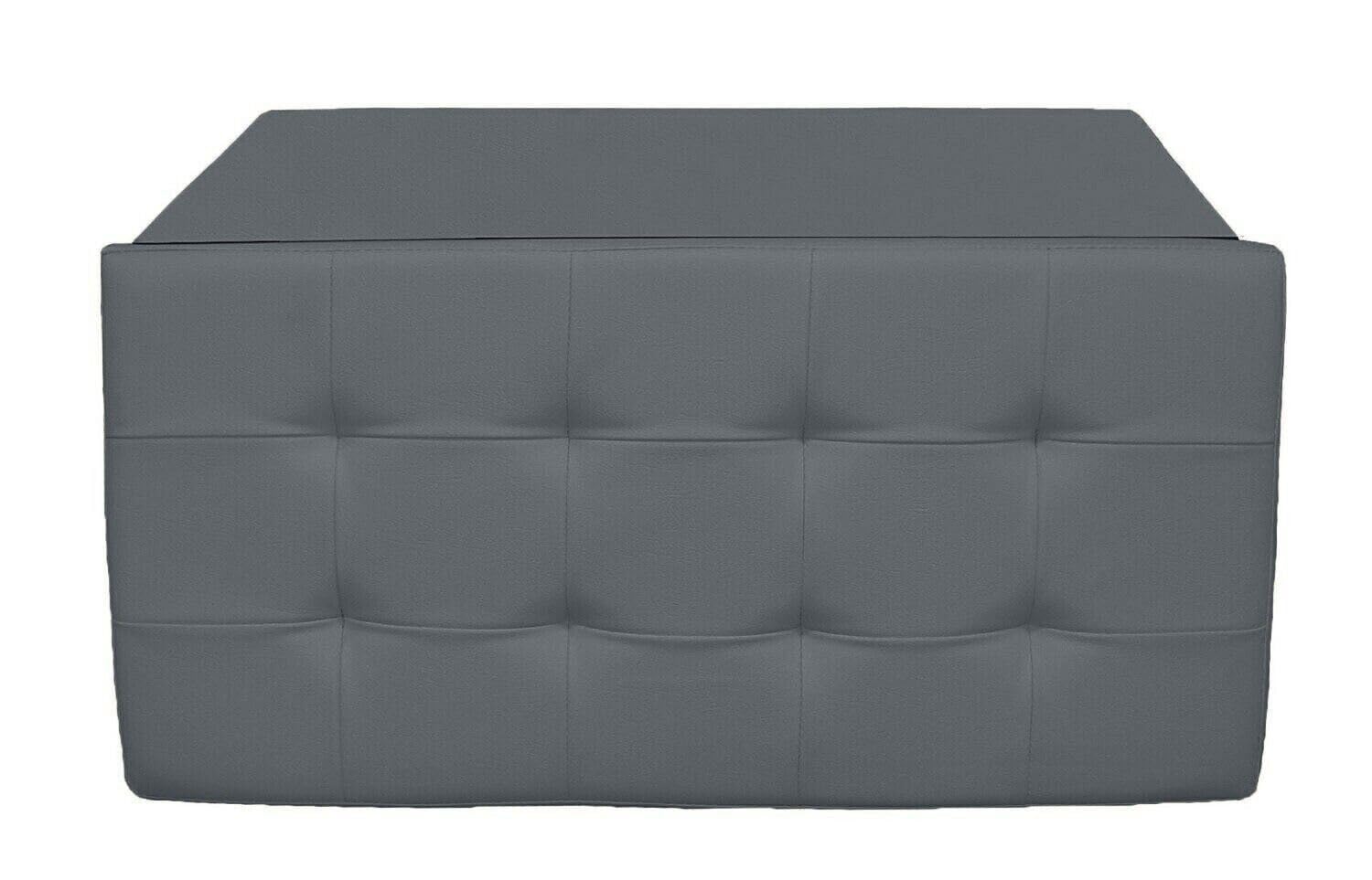 Pouf contenitore beige ecopelle 76x38 cm trapuntato