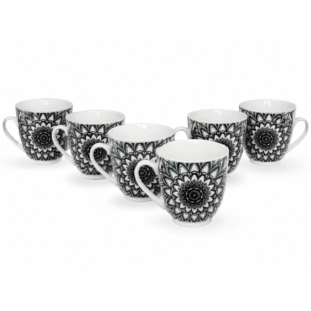 Cecaro Group tazzine caffè porcellana 90 ml set 6 decoro nero