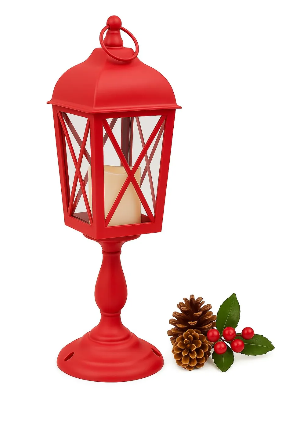 Cecaro Group Lanterna Natalizia Rossa 30 cm a Batteria
