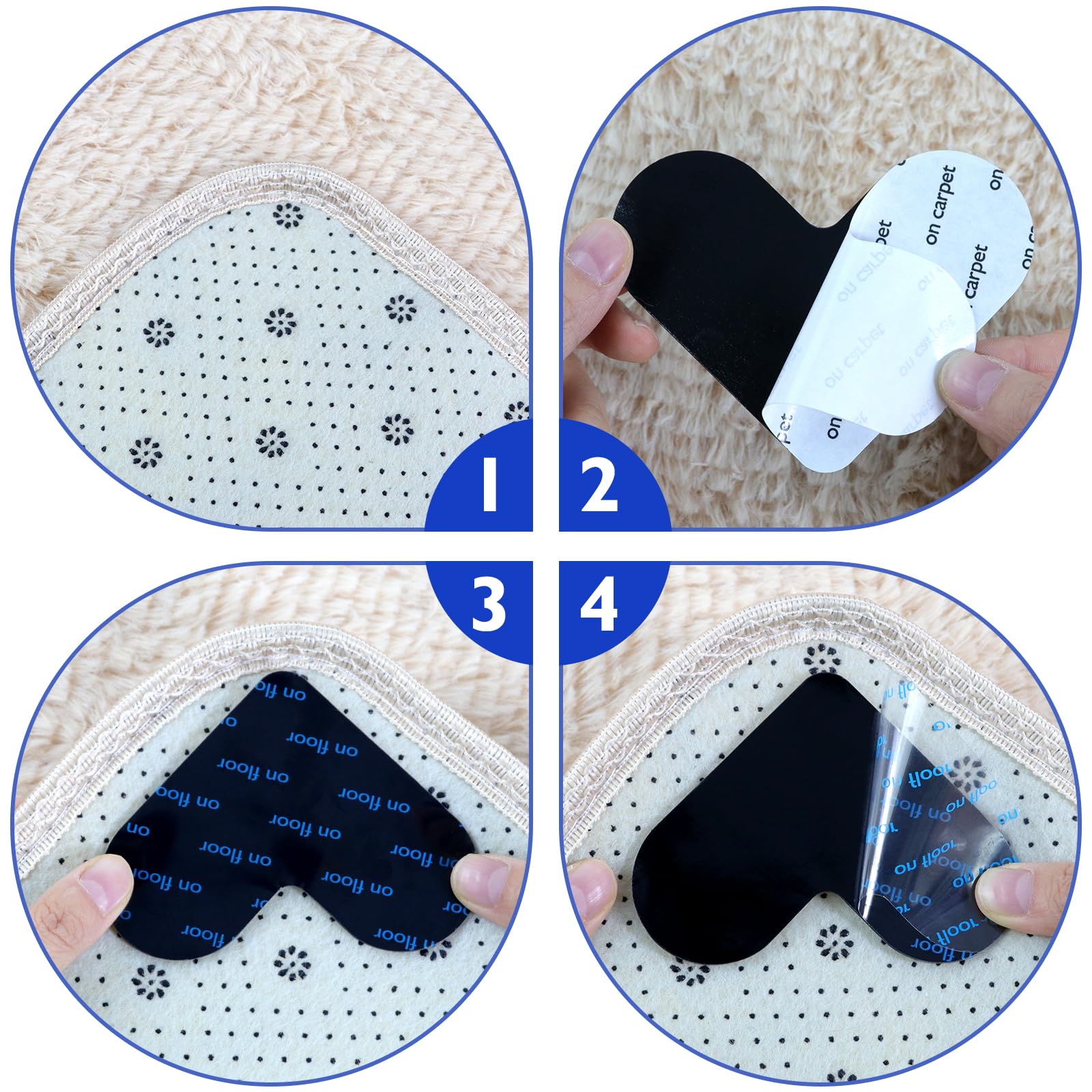 Quelcc gripper tappeto antiscivolo 16 pezzi nero