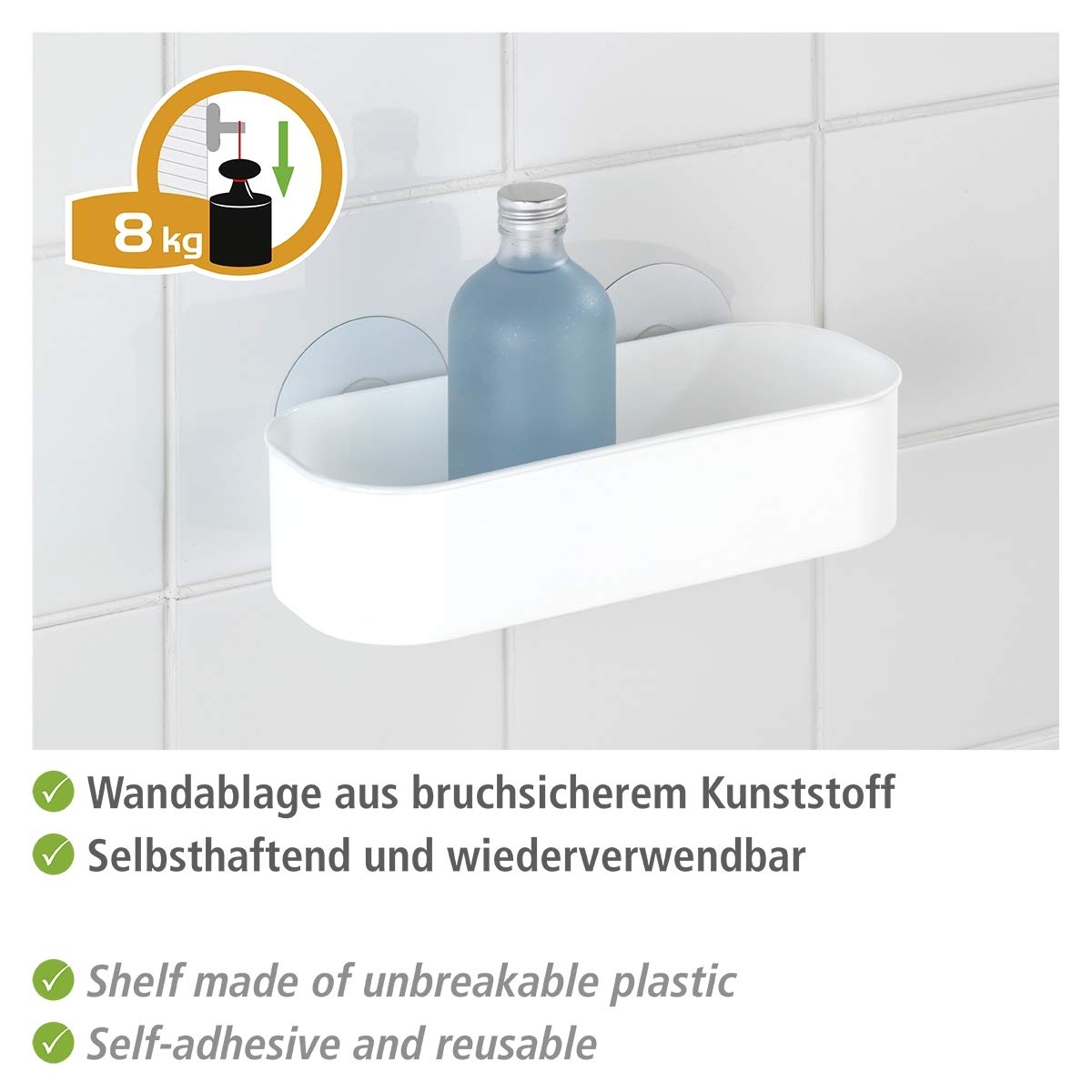 Wenko Static-Loc Osimo Cesto Bagno 27x9,5x12 cm Bianco