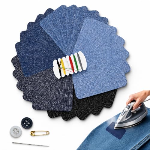 Quelcc Toppe Termoadesive Jeans 25 Pezzi 5 Colori Blu