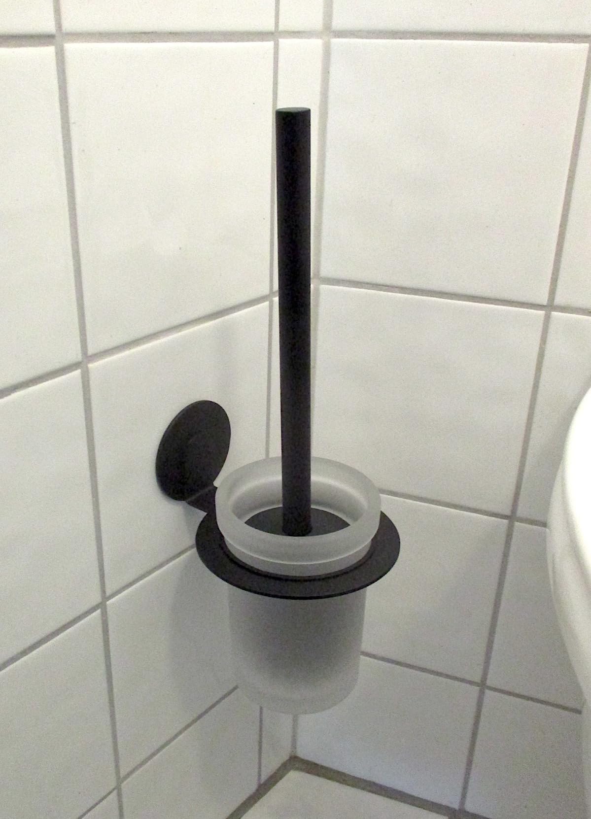 Wenko Turbo-Loc Bivio Scopino WC Nero Opaco Senza Forare