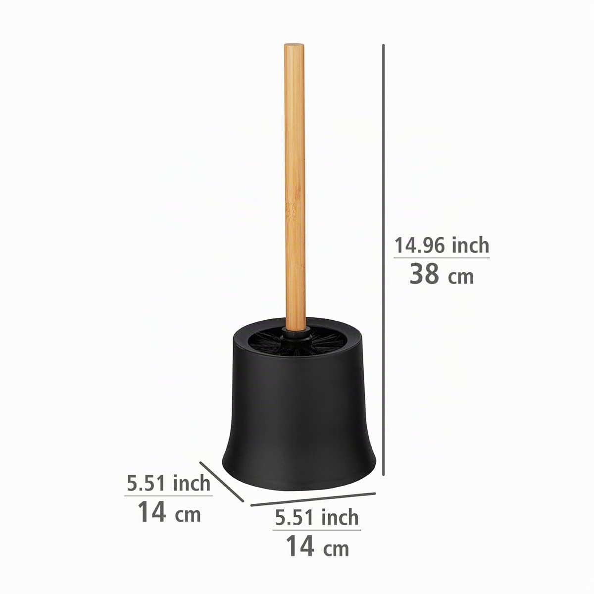 Wenko Bambusa Set WC Portascopino Nero Naturale Ø14x38 cm