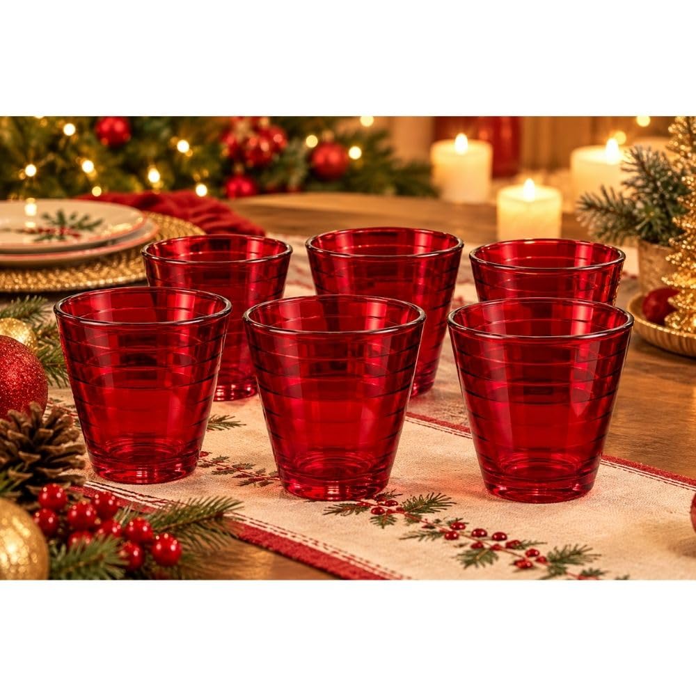 Cecaro Group set bicchieri rossi vetro 250 ml 12 pezzi linee