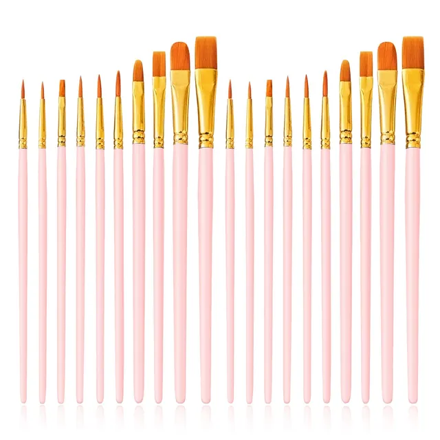 Quelcc set 20 pennelli pittura rosa acquerello acrilico nylon