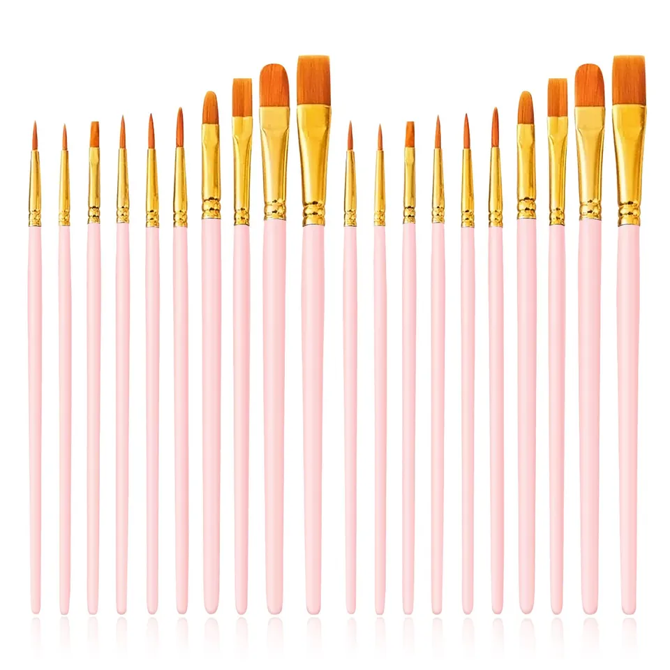 Quelcc set 20 pennelli pittura rosa acquerello acrilico nylon