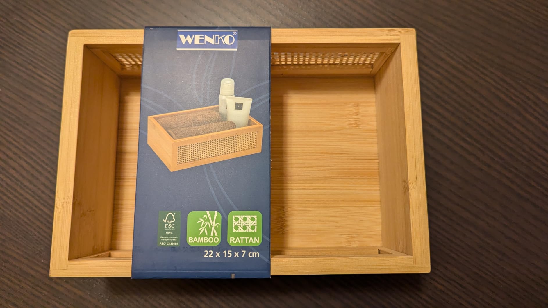 Wenko Allegre M box bagno 15x7x15 cm bambù naturale