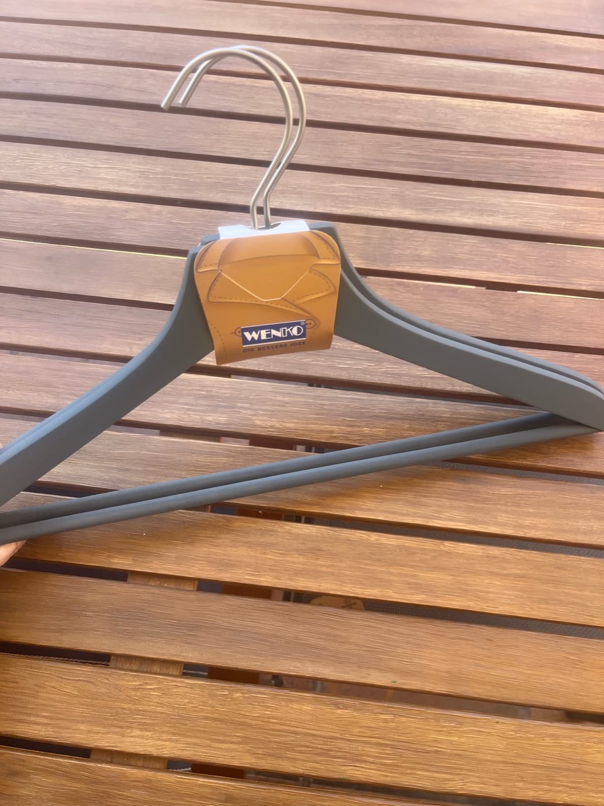 Wenko Tokio Gruccia Legno Grigio Antiscivolo 2 Pezzi Salvaspazio