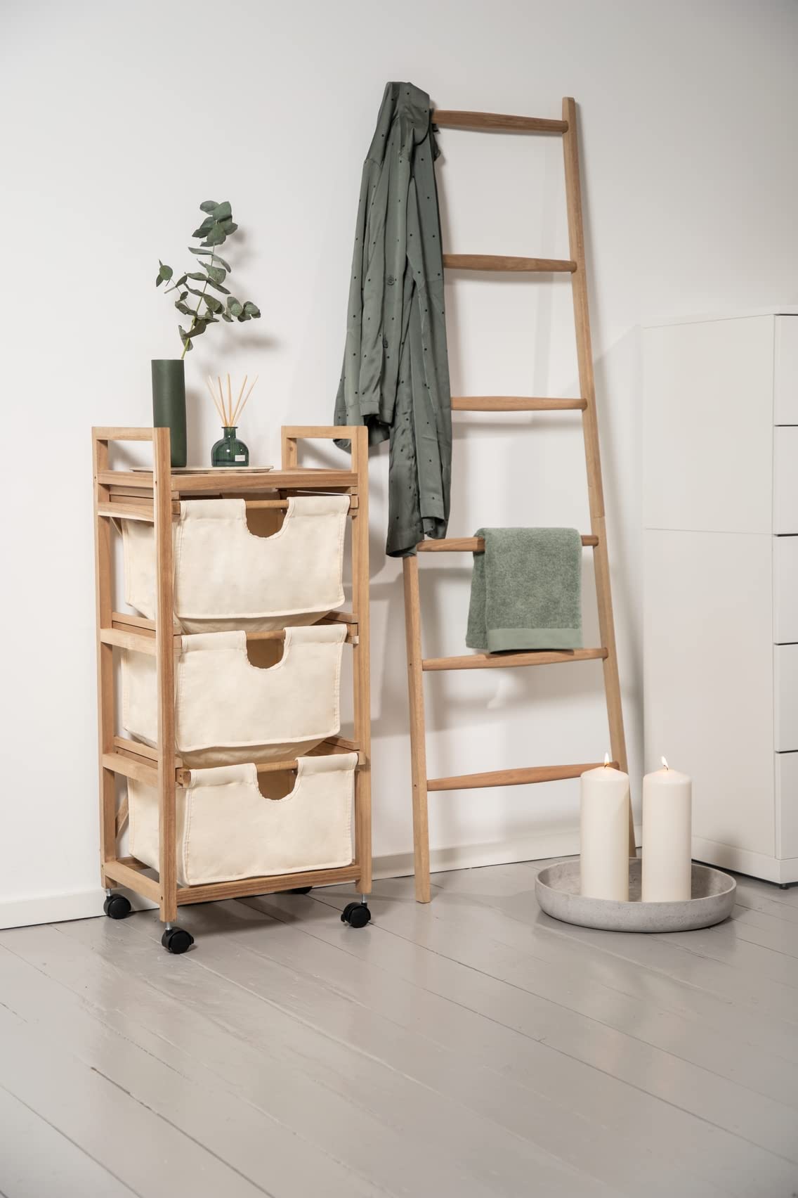 Wenko Acina carrello 3 cassetti legno acacia
