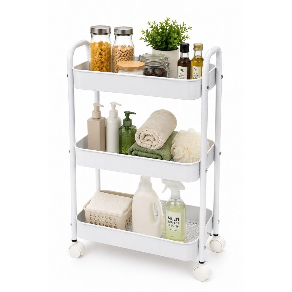 Cecaro Group Carrello 3 Ripiani Metallo Verde Salvia 45x30x78 cm