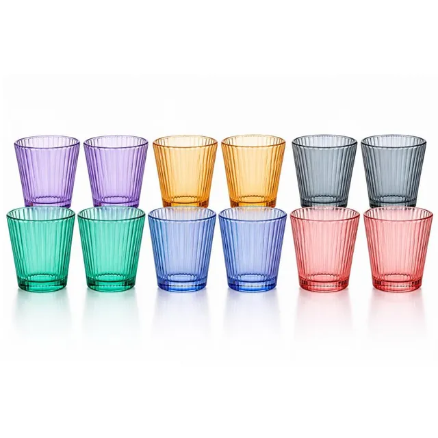 Cecaro Group Serie Color set 12 bicchieri vetro 210 ml rigati