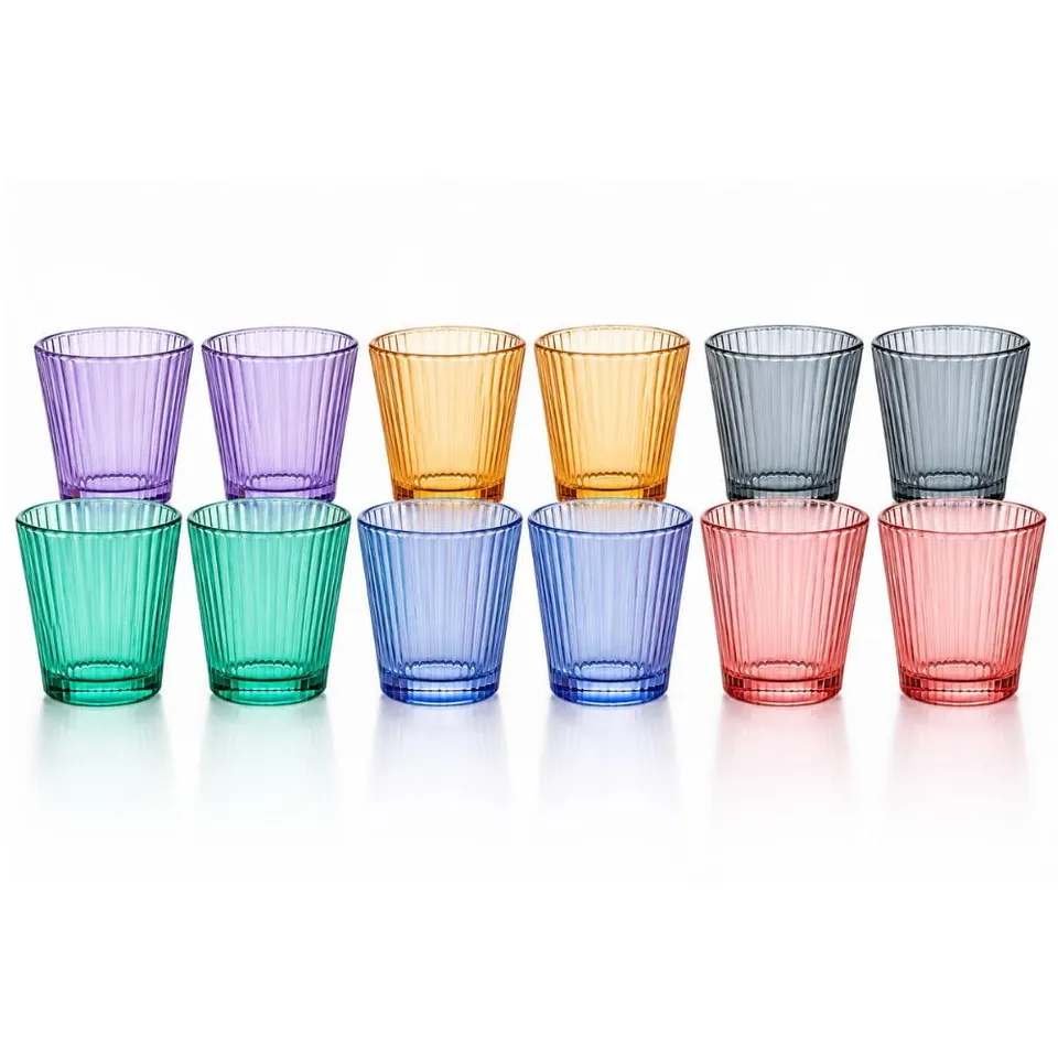 Cecaro Group Serie Color set 12 bicchieri vetro 210 ml rigati