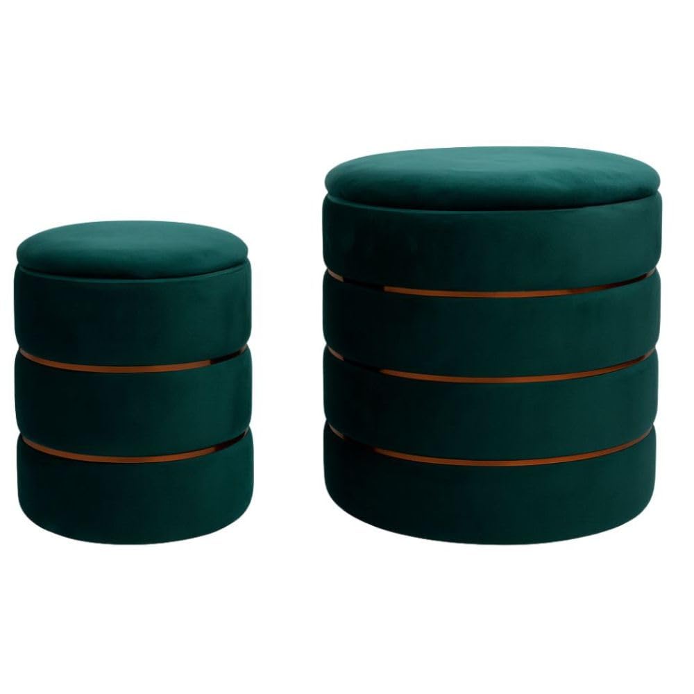 Cecaro Group set 2 pouf contenitori velluto bianco