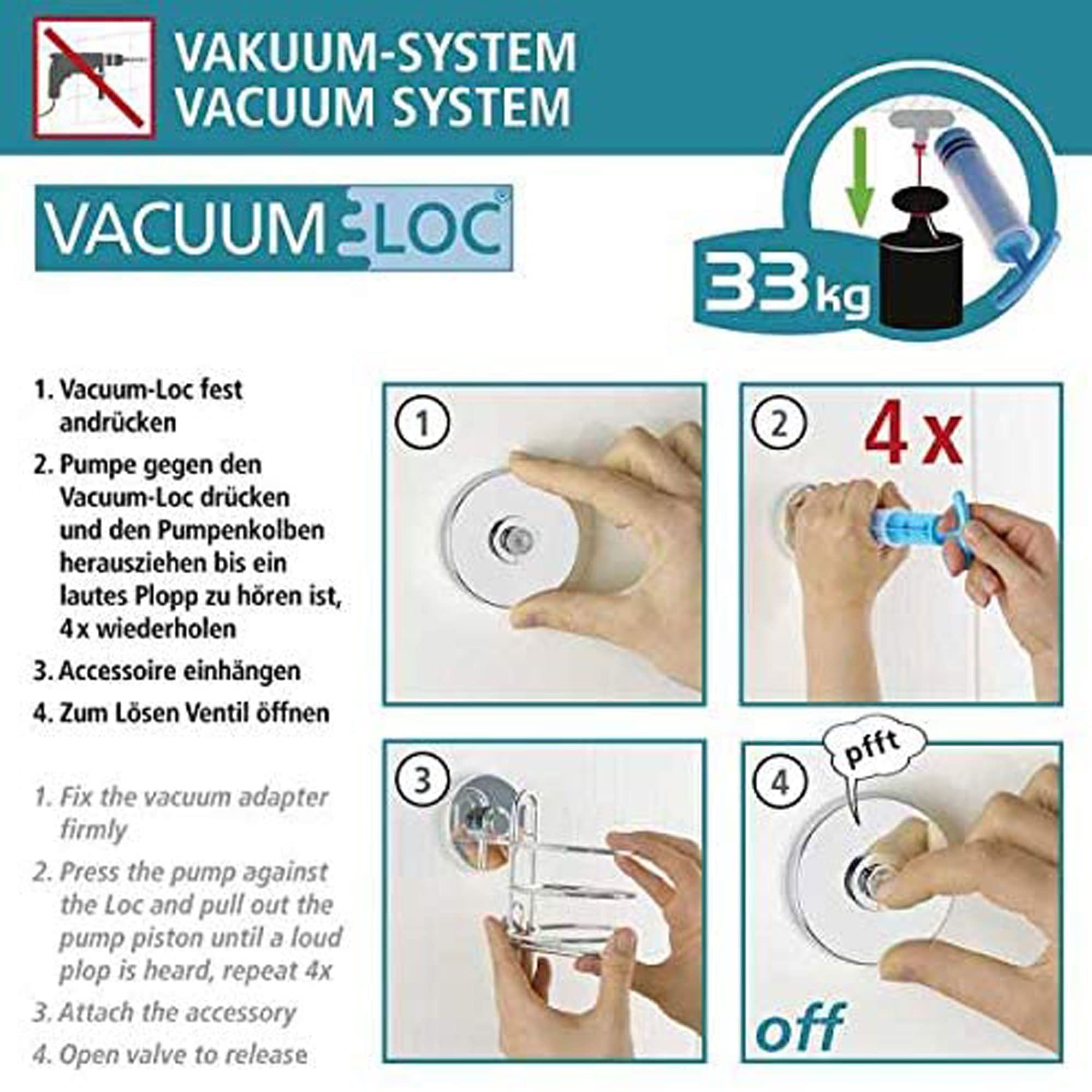Wenko Vacuum-Loc mensola angolare doccia doppia nera senza forare