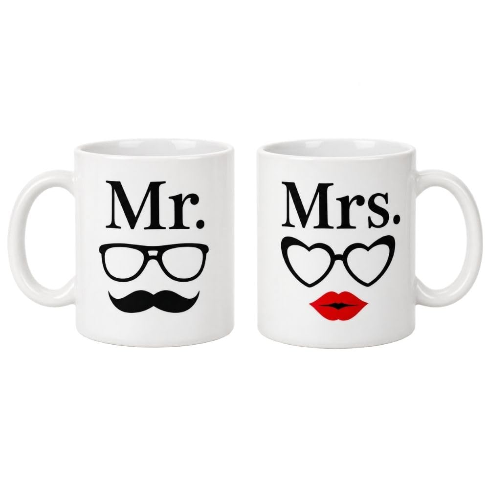 Cecaro Group Set 2 Mug Mr Mrs 325 ml Ceramica Baffo Bocca