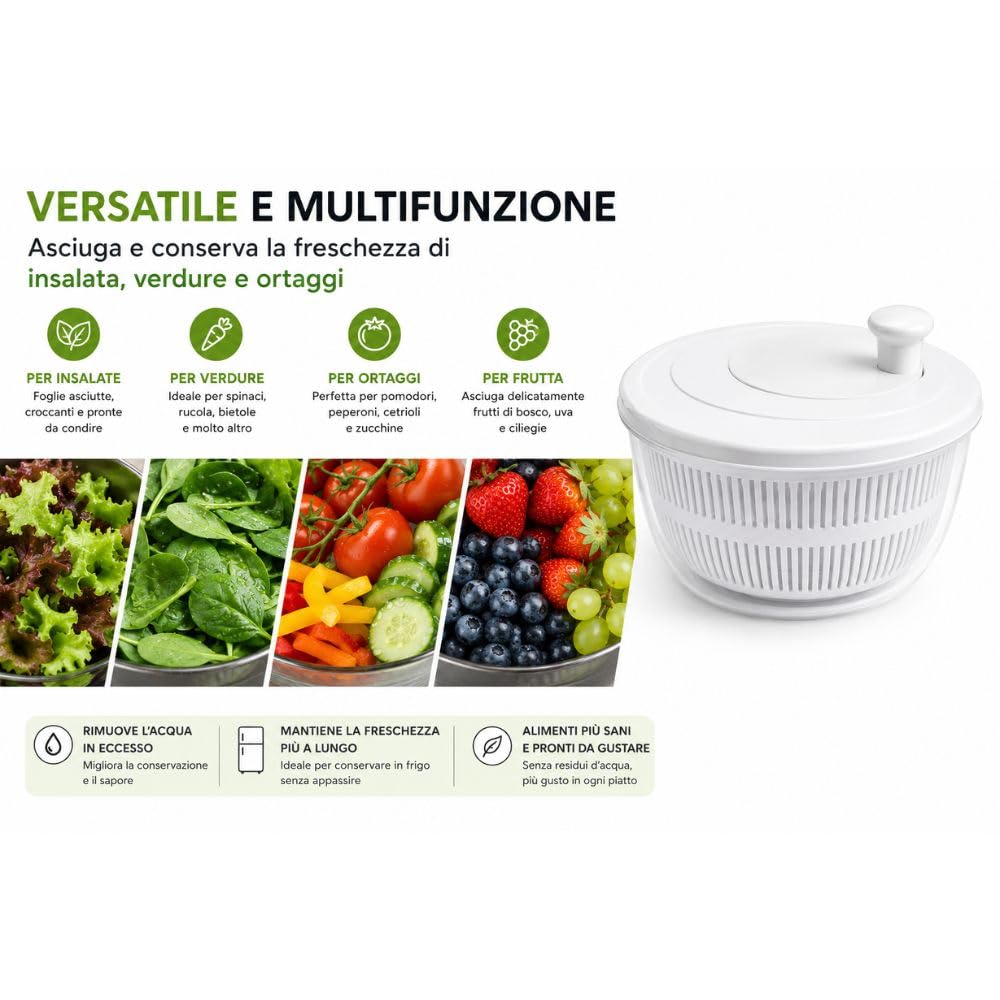 Cecaro Group Centrifuga Insalata 24 cm Plastica con Manopola