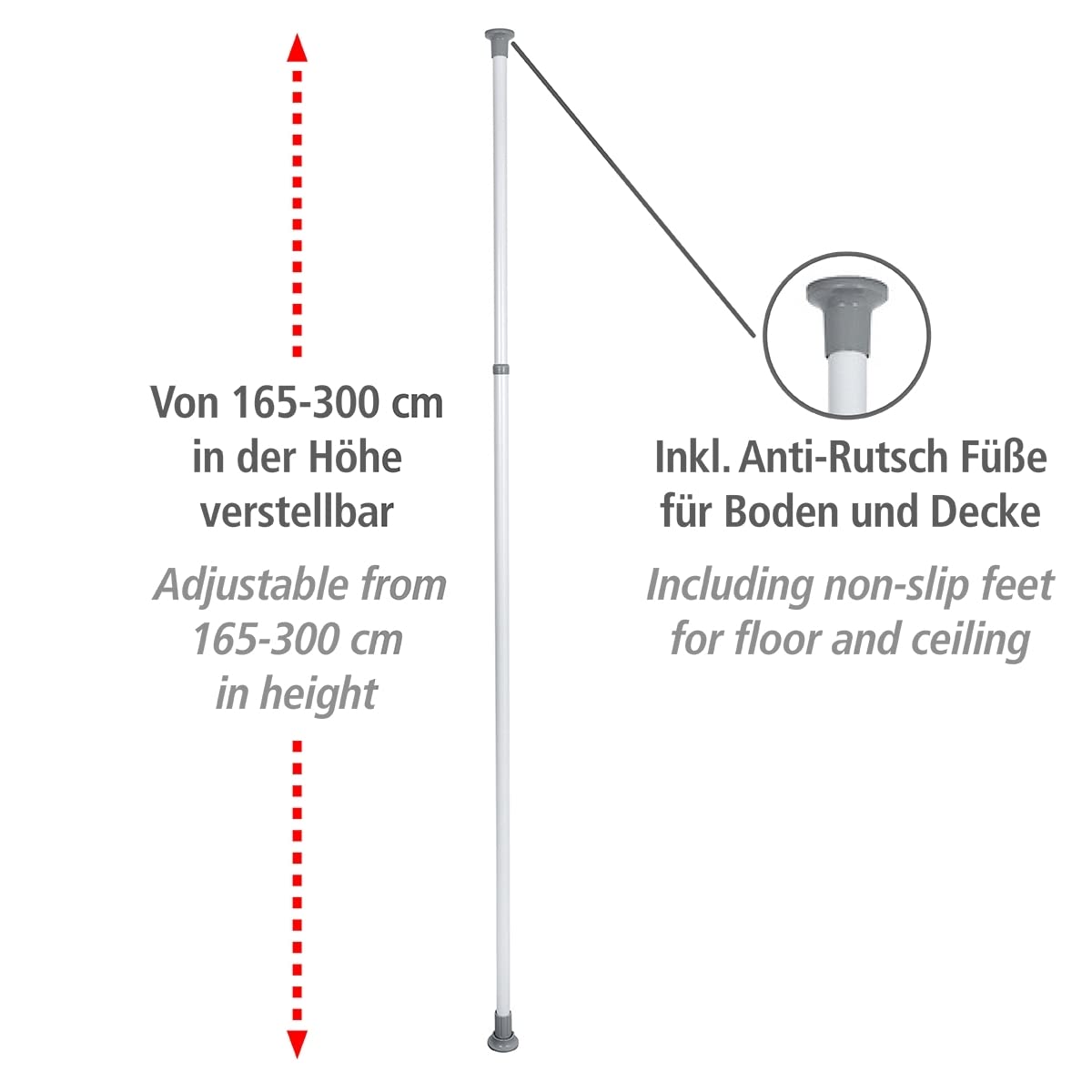 Wenko Herkules asta telescopica bianco grigio 165-300 cm