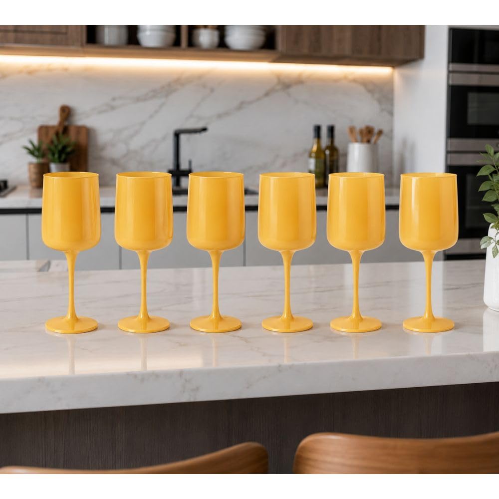 Cecaro Group Set 6 Calici Vetro Giallo 320 ml Pasta Vetro