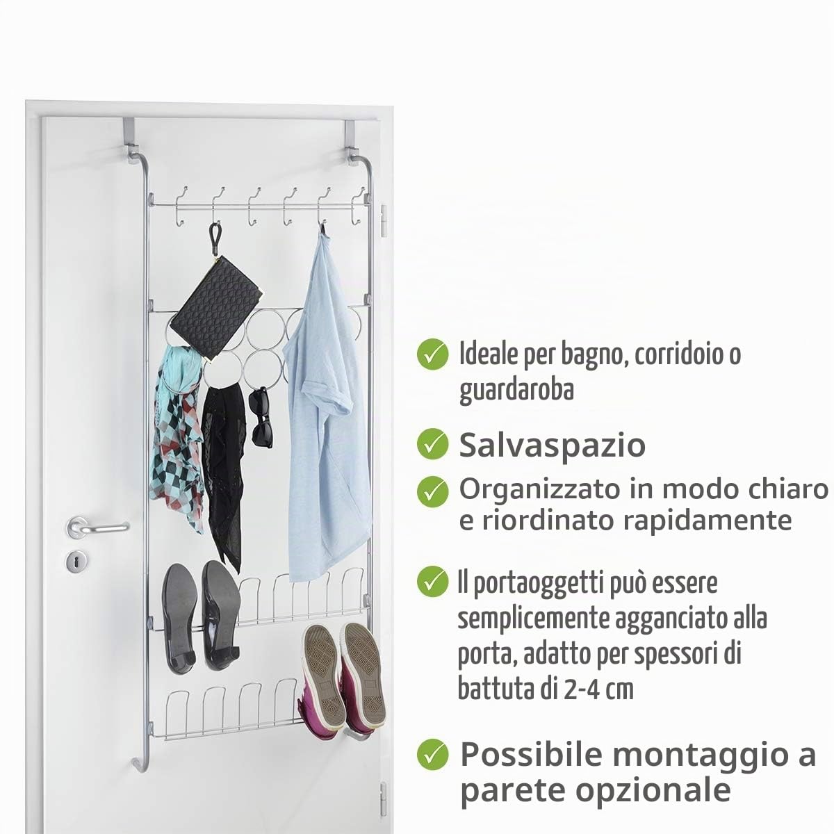 Wenko scaffale appendiporta organizer argento 59x150 cm