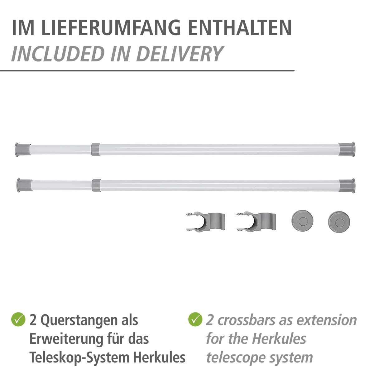 Wenko Herkules asta armadio telescopica 75-120 cm bianco/grigio