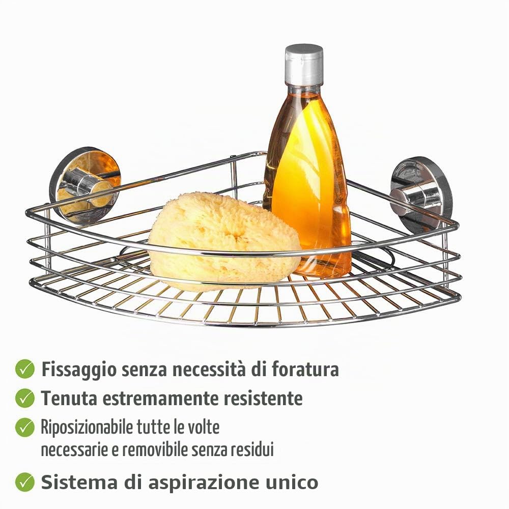 Wenko Vacuum-Loc Bari mensola angolare cromo 1 piano