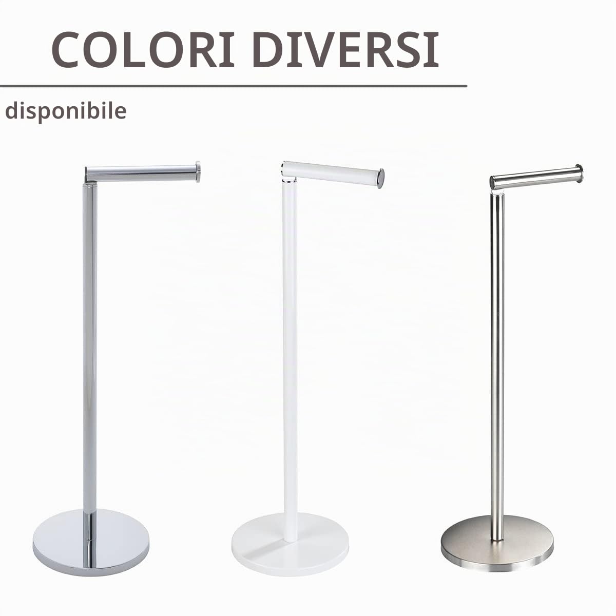 Wenko 2 in 1 portarotolo da terra acciaio lucido 55 cm