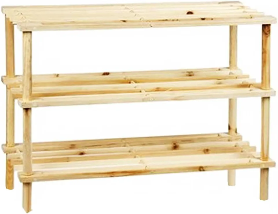Cecaro Group scarpiera legno 3 ripiani 63x48x26 cm naturale
