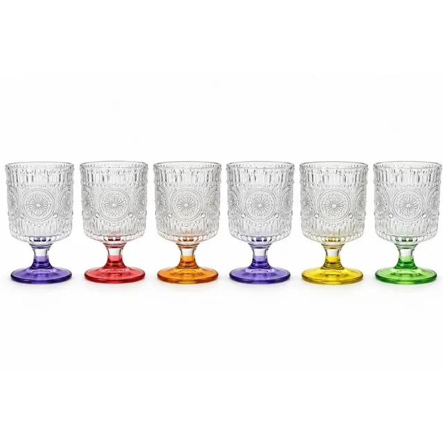 Cecaro Group Set 6 Calici Colorati 210 ml in vetro con gambo