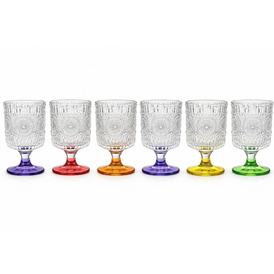 Cecaro Group Set 6 Calici Colorati 210 ml in vetro con gambo
