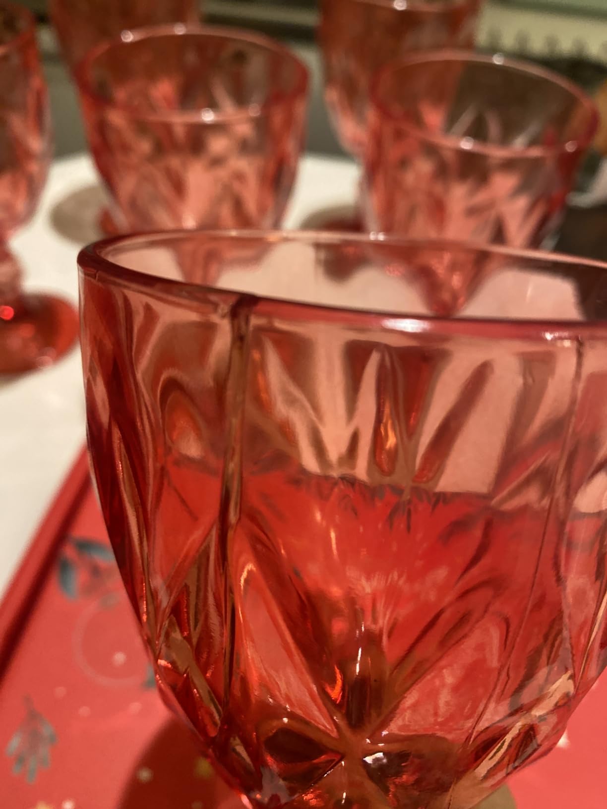 Cecaro Group Set 6 Calici Vetro Rosso 320 ml Natalizi