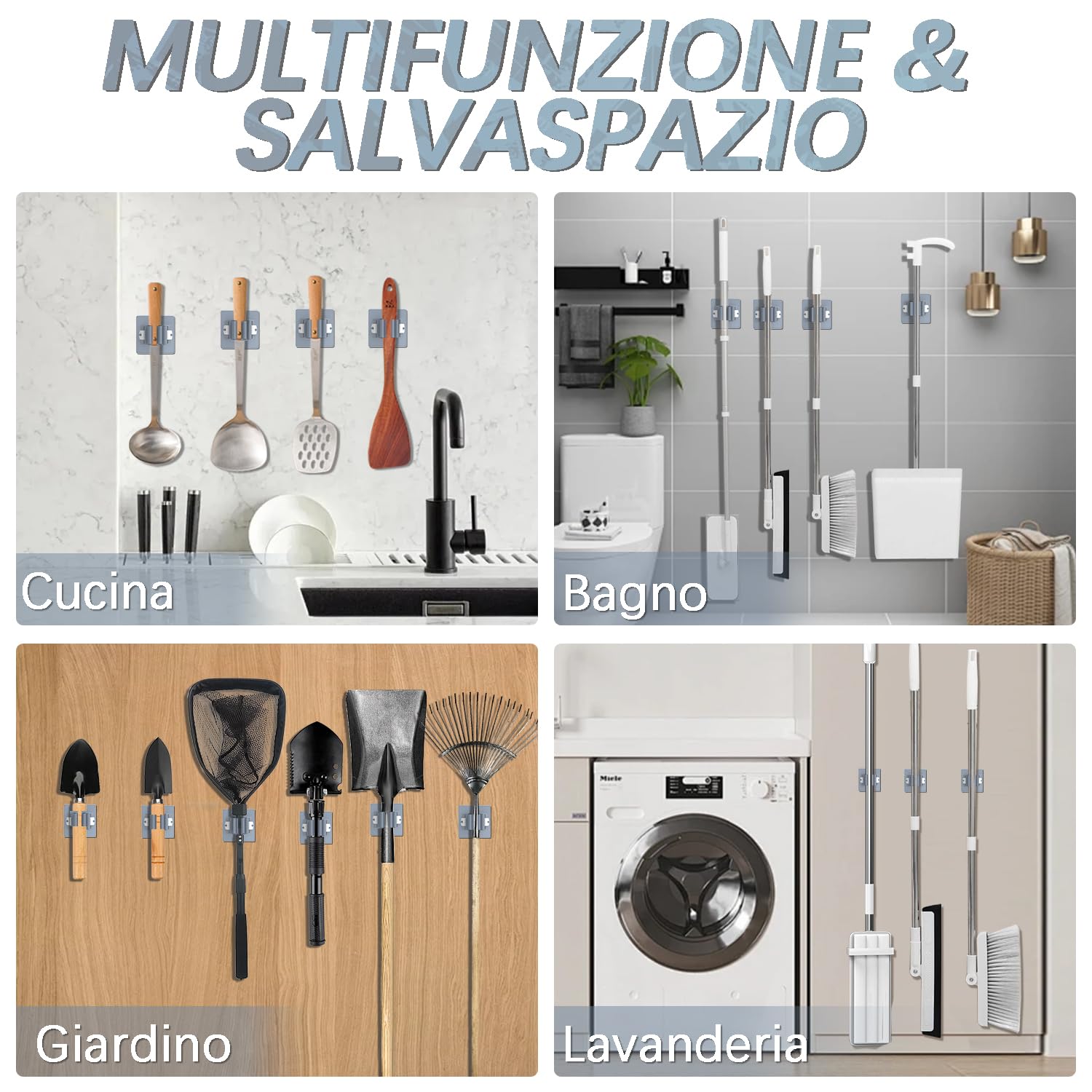 3-H portascope parete adesivo grigio 8 pezzi 5 kg