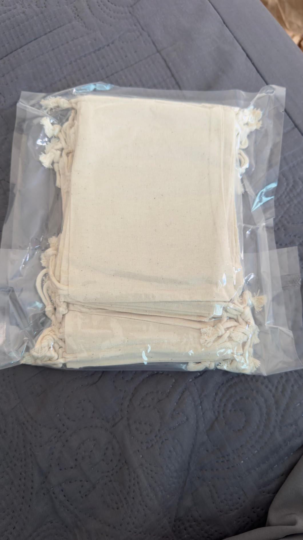 Quelcc sacchetto stoffa cotone 10x15cm 20 pezzi naturale