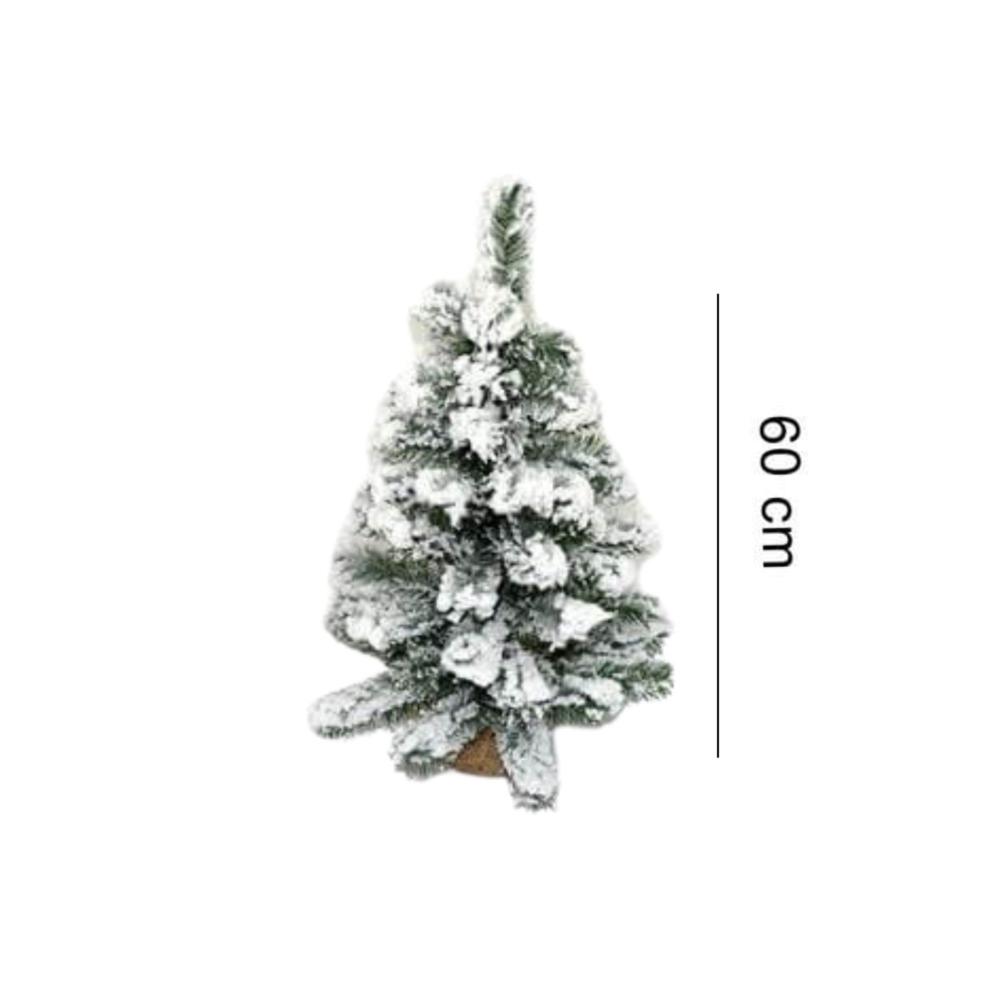 Cecaro Group Albero Innevato 60 cm 60 Punte Base Juta