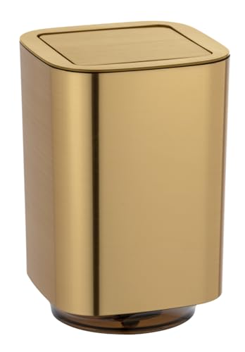 Wenko Pattumiera Bagno Oro 5,5 L con Coperchio Basculante