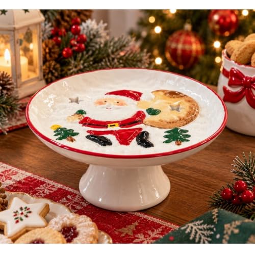 Cecaro Group Alzatina Natalizia Ceramica Babbo Natale 17 cm