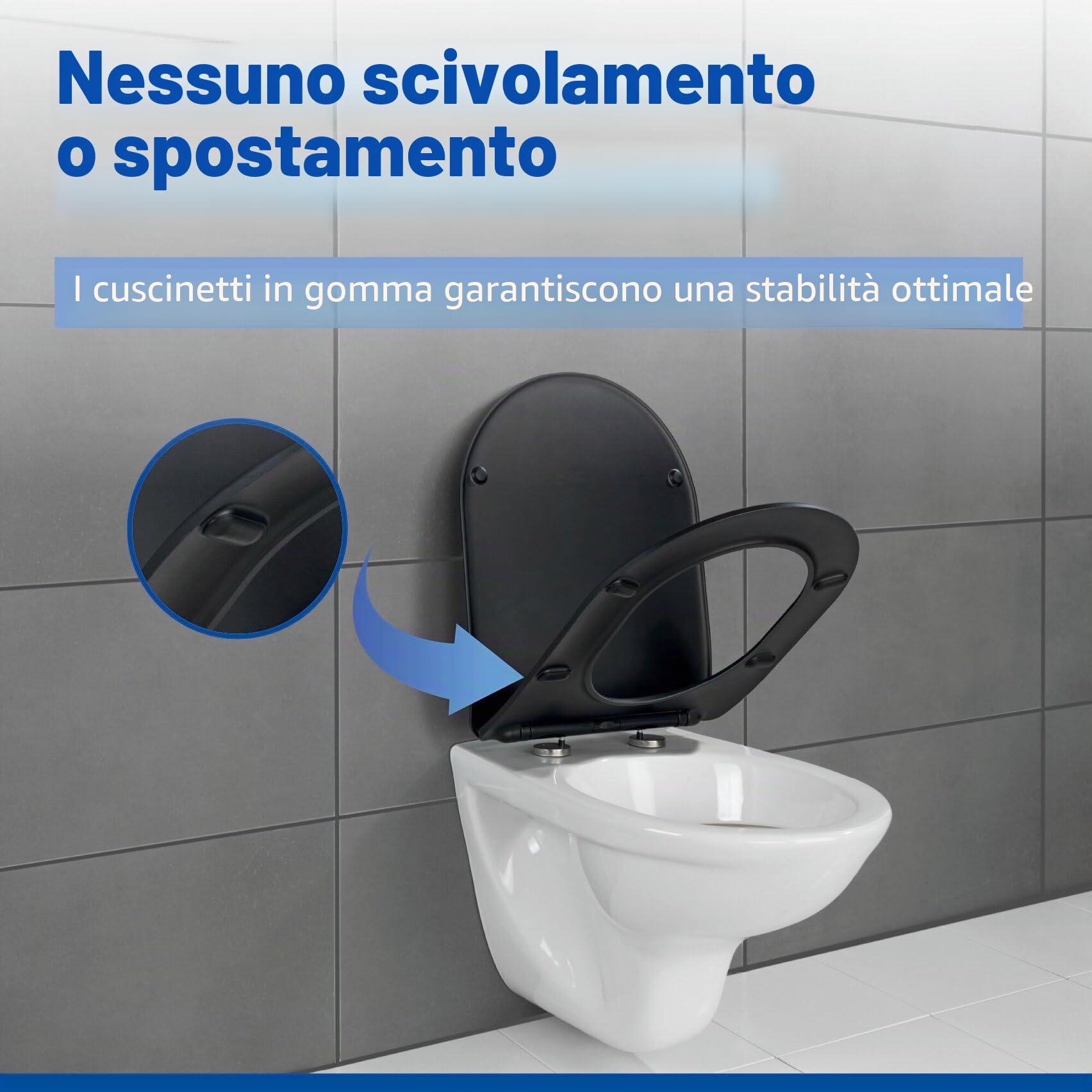 Wenko Galati sedile WC nero opaco chiusura ammortizzata