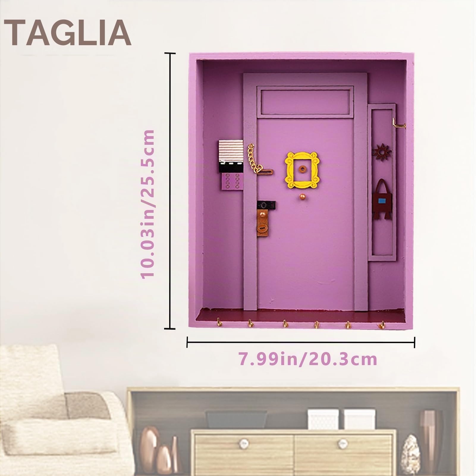 Gachiwar portachiavi da muro porta Monica viola 6 ganci magnetico