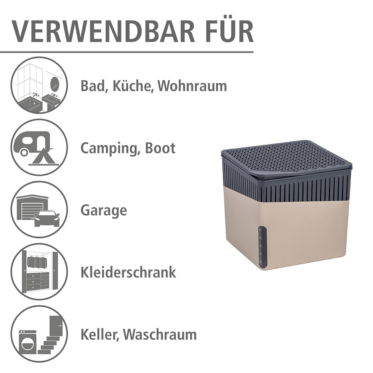 Wenko Cube deumidificatore beige 2x500 g fino a 40 m3