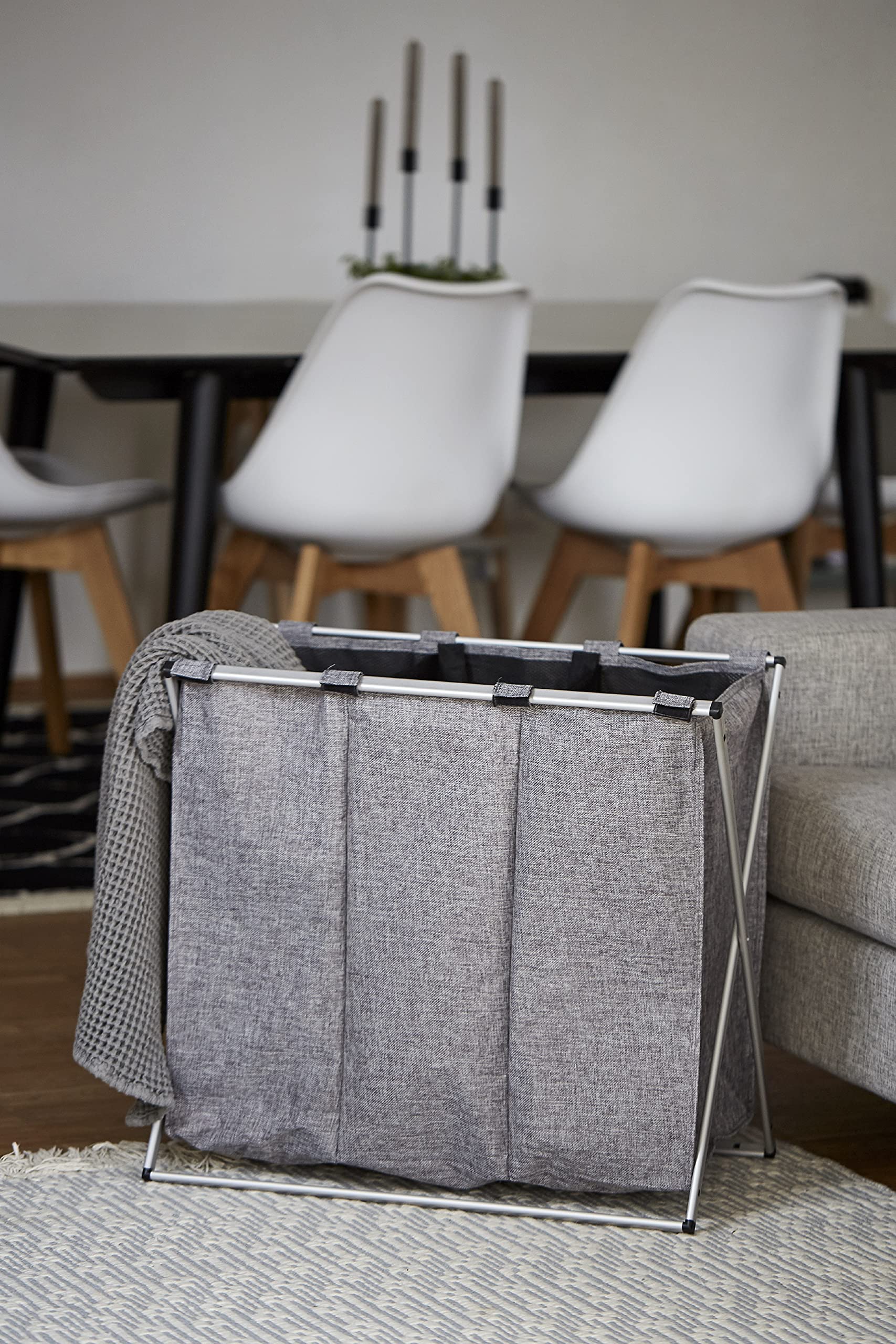 Wenko Trio cesto portabiancheria grigio melange 130 L