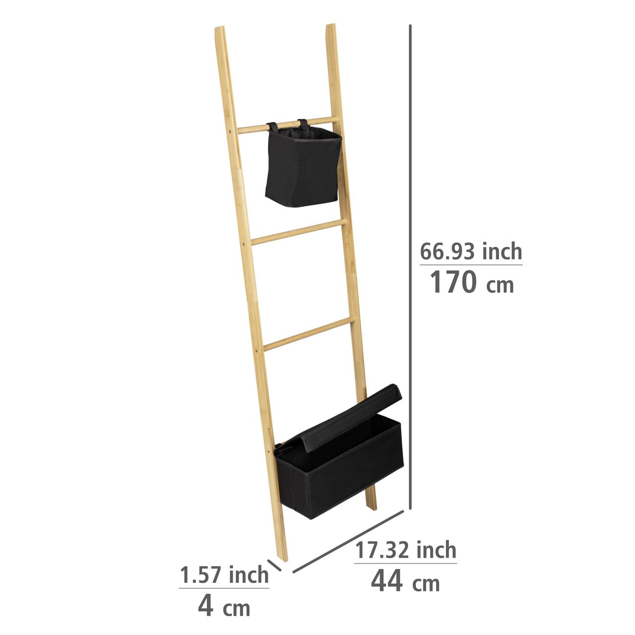 Wenko Ecori scaletta portasciugamani bambu 170 cm 2 cestini