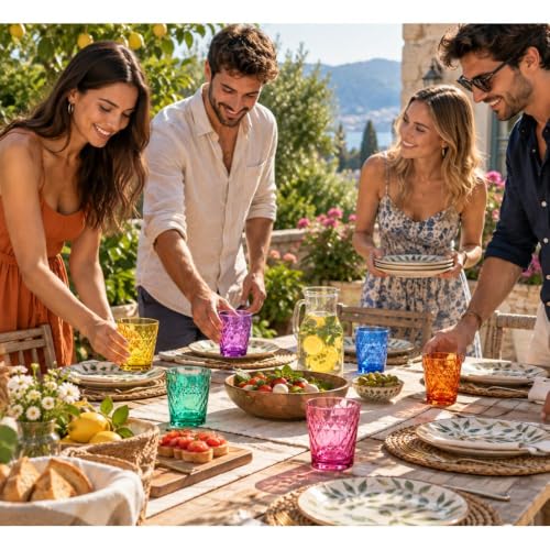Cecaro Group 12 Bicchieri Colorati 265 ml Vetro Diamantato