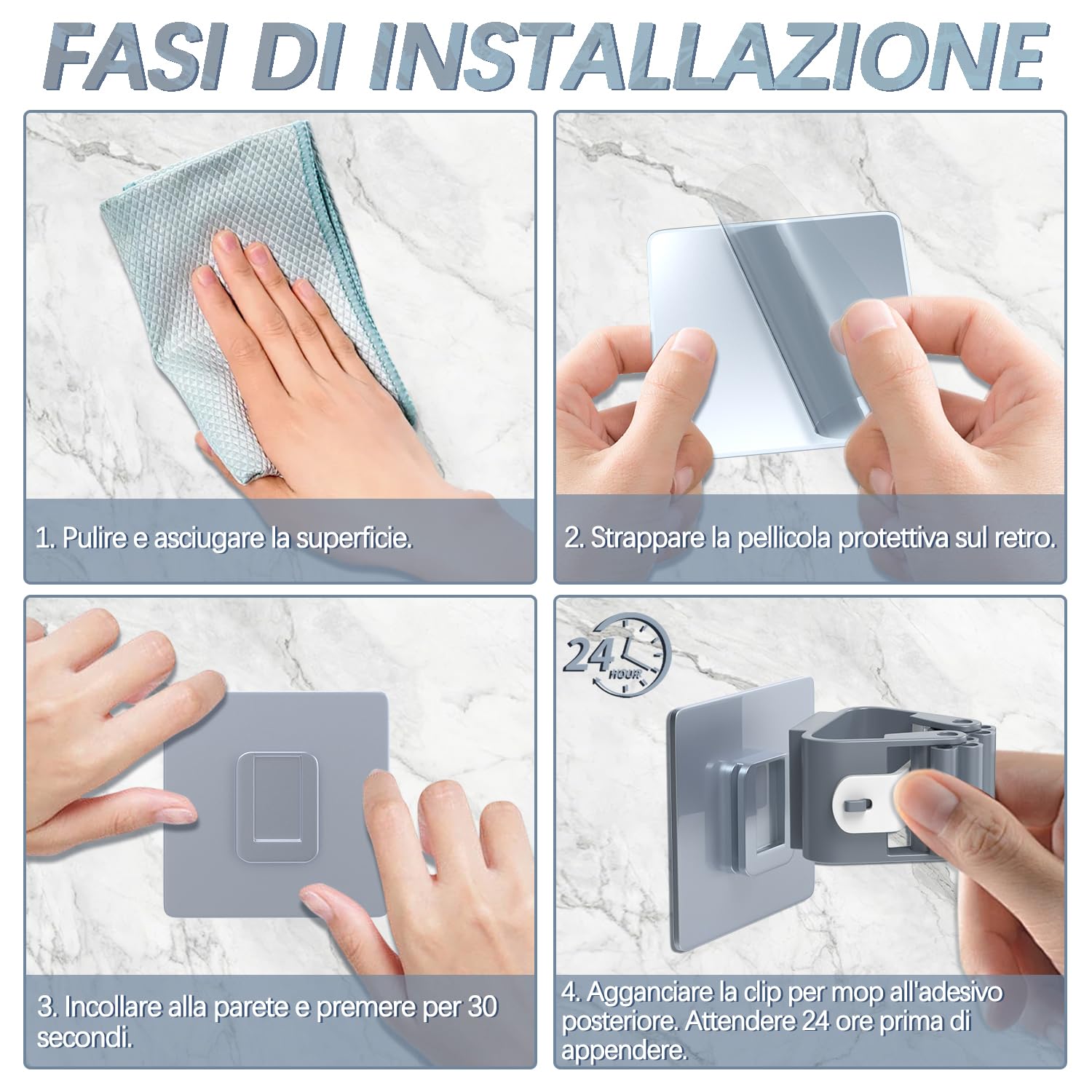 3-H portascope parete adesivo grigio 8 pezzi 5 kg