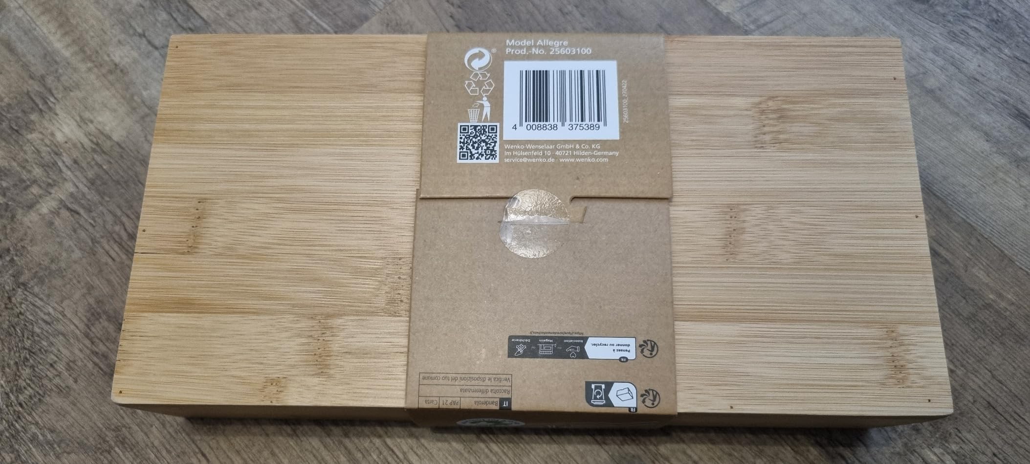 Wenko Allegre box bagno bambù rattan 28 cm