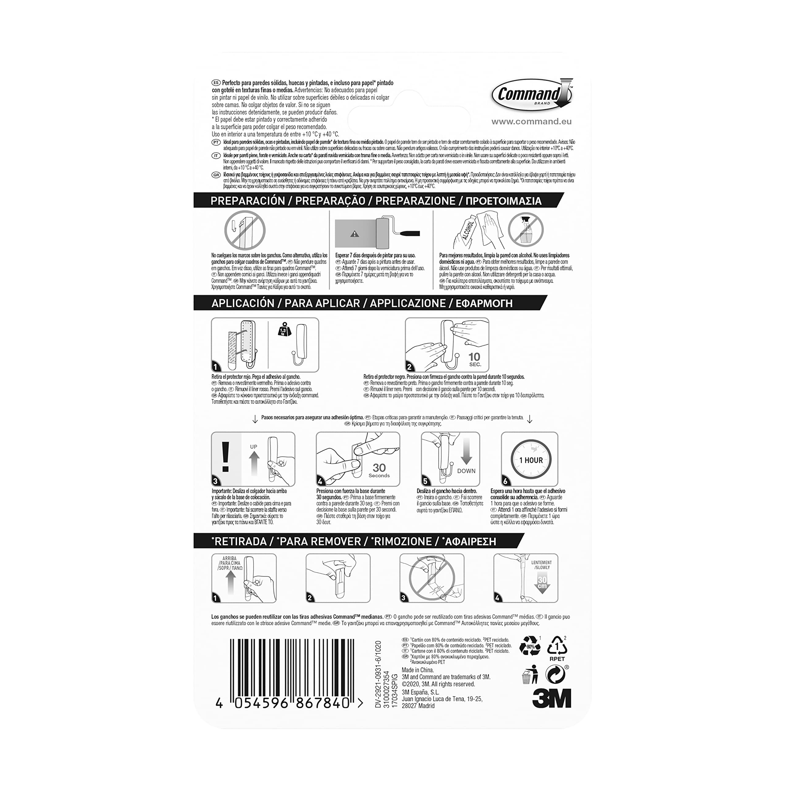 Command 17034 gancio adesivo metallico nickel 1 pezzo