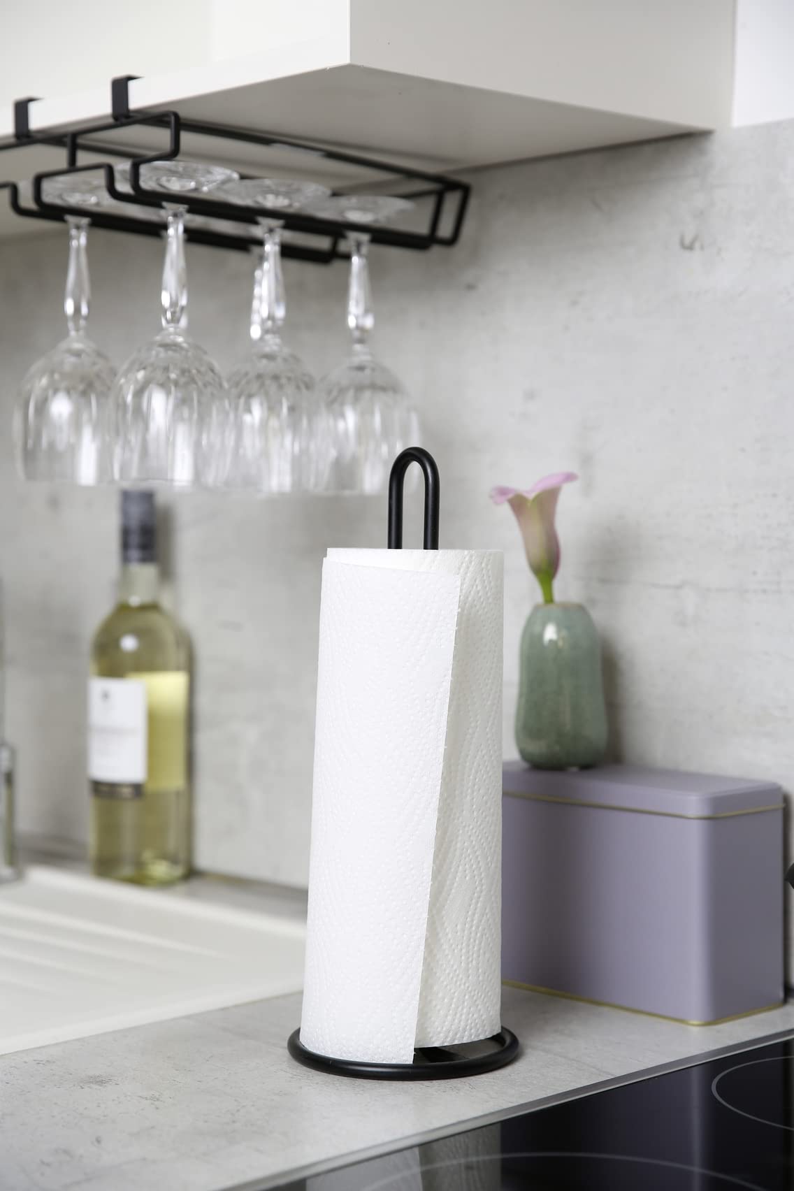 Wenko portabicchieri sottopensile 20x28 cm nero per 6 bicchieri