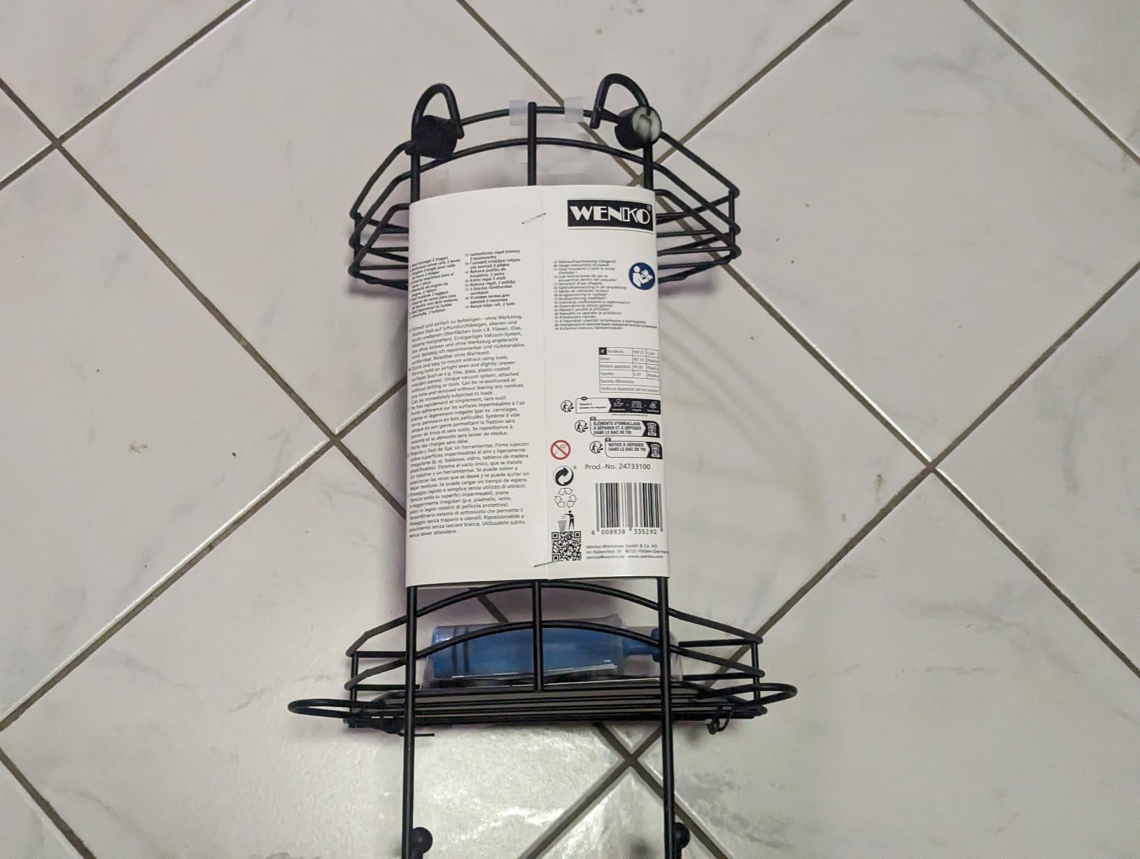 Wenko Vacuum-Loc mensola angolare doccia doppia nera senza forare