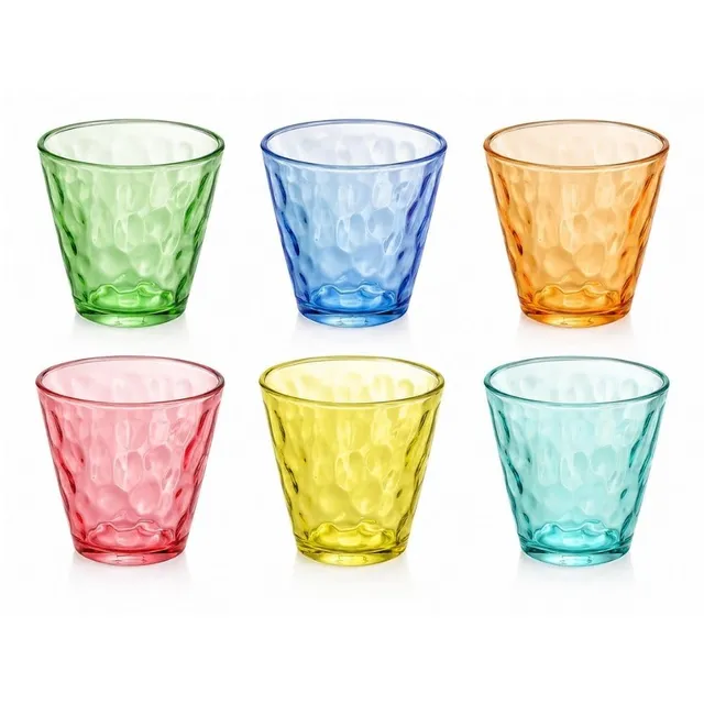 Cecaro Group Set 6 Bicchieri Vetro Colorato 250 ml Martellato
