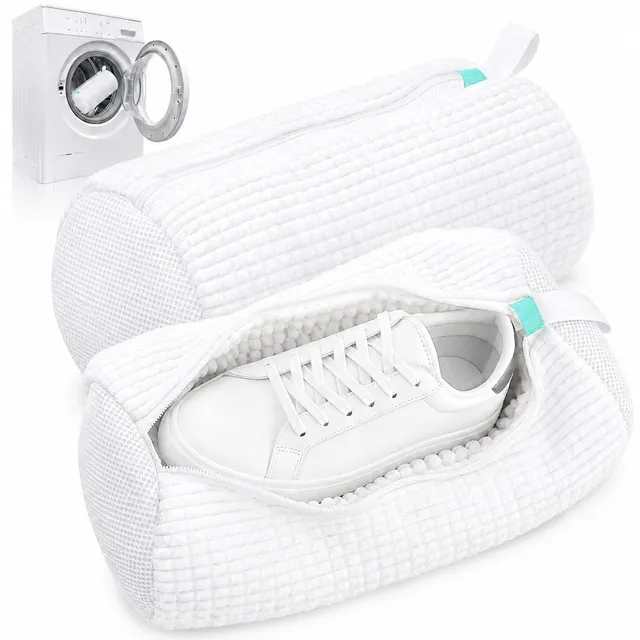 Quelcc Sacchetto Lavatrice Scarpe Bianco 2 Pezzi 39x19 cm