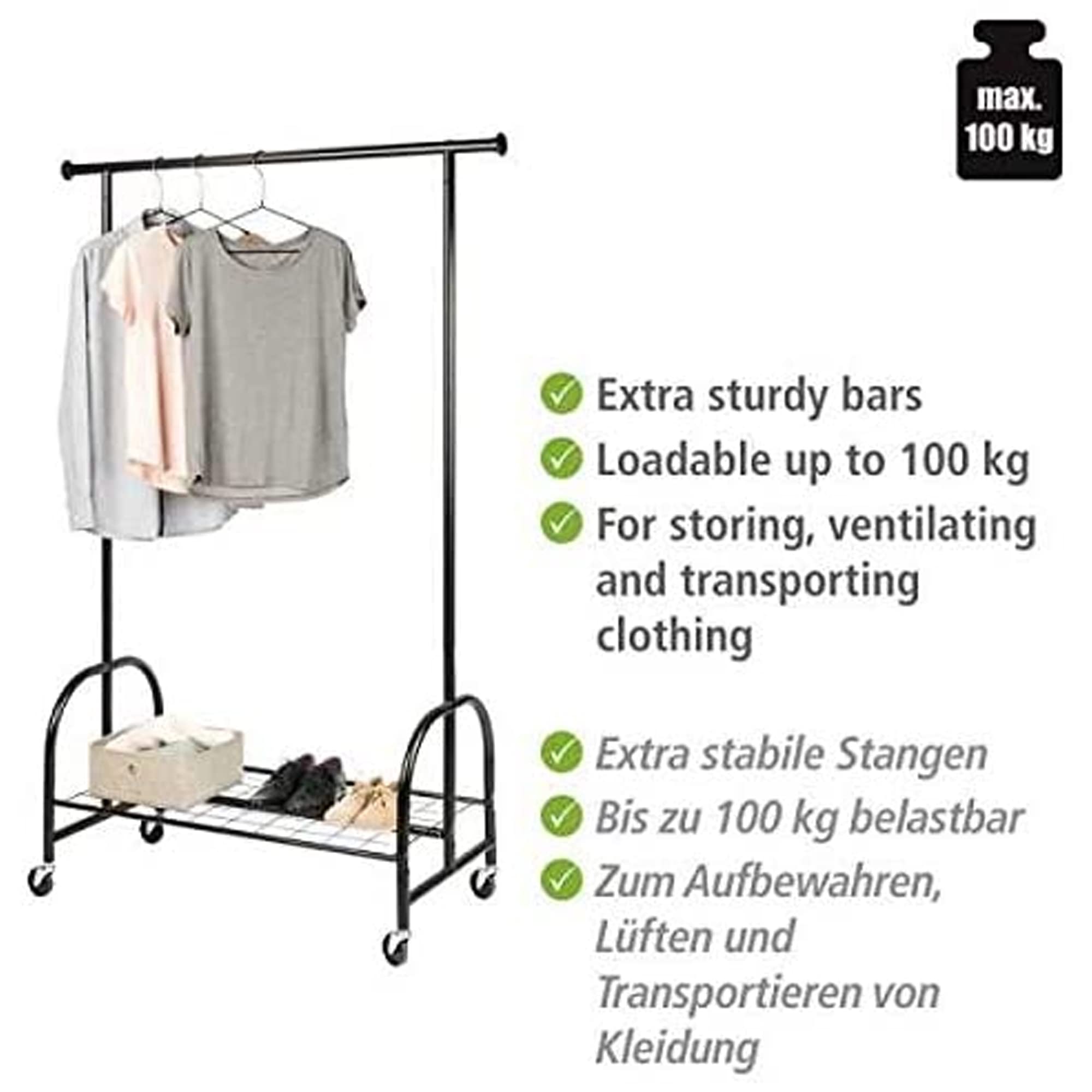 Wenko Profi stand appendiabiti nero 121x185x52 cm